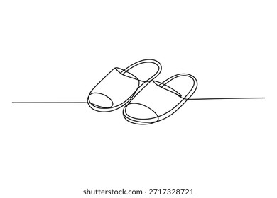Dibujo de una línea de ilustración de zapatillas simples
