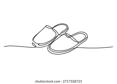 Dibujo de una línea de ilustración de zapatillas simples
