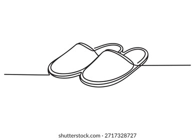 Dibujo de una línea de ilustración de zapatillas simples
