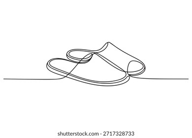 Dibujo de una línea de ilustración de zapatillas simples
