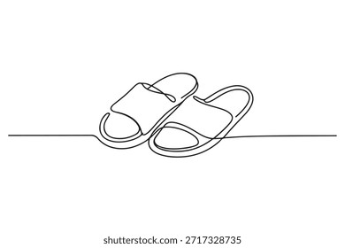 Dibujo de una línea de ilustración de zapatillas simples
