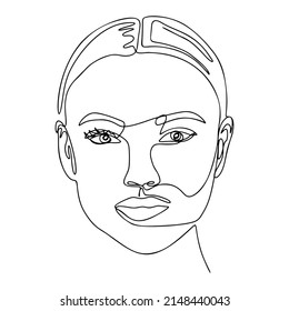 One Line Drawing, Single Continuous Line Sketch Woman Female Face