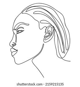 One Line Drawing, Single Continuous Line Sketch Woman Female Face