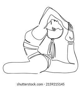 One Line Drawing, Single Continuous Line Sketch Woman Female Doing Yoga