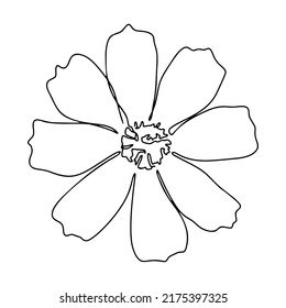 One Line Drawing, Single Continuous Line Sketch Flower