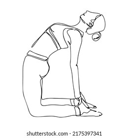 One Line Drawing, Single Continuous Line Sketch Woman Female Doing Yoga