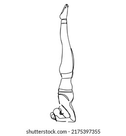 One Line Drawing, Single Continuous Line Sketch Woman Female Doing Yoga