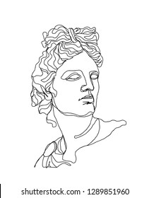 One line drawing skech  Apollo sculpture Modern single line art  aesthetic contour  Perfect for home decor such as posters  wall art  tote bag  t  shirt print  sticker