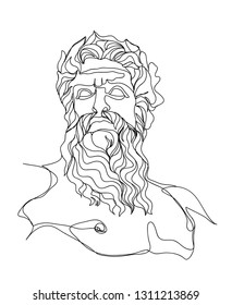 One line drawing sketch  Zeus sculpture Modern single line art  aesthetic contour  Perfect for home decor such as posters  wall art  tote bag  t  shirt print  sticker