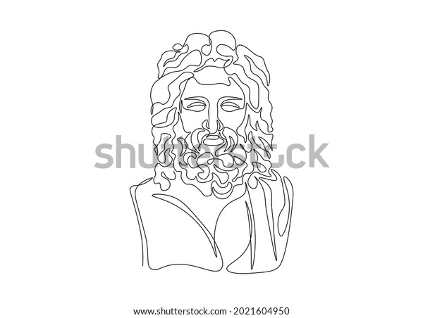 One Line Drawing Sketch Zeus Sculpture Stock Vector (Royalty Free ...