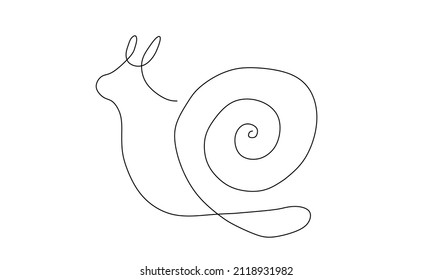 One line drawing a slug. Modern minimalist art, aesthetic contours. Abstract snail portrait in minimalist style. Continuous line vector illustration