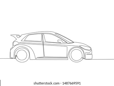 One line drawing of small modern hatchback car. Urban city vehicle transportation concept. Single continuous line draw design