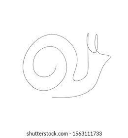 One line drawing snail animal silhouette icon or logo. Print for clothes. Vector illustration.