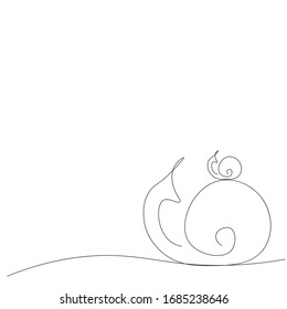 One line drawing snail animal vector illustration	
