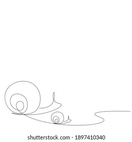One line drawing snail. Vector illustration