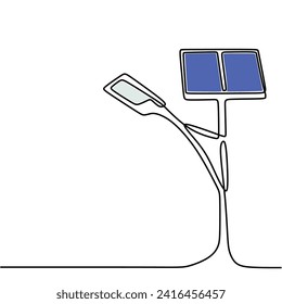 Dibujo de una línea de panel solar fotovoltaico. Fuente de energía solar. Concepto de energías renovables.