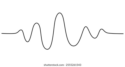 One line drawing of sound wave. Continuous linear sketch .Doodle vector illustration, red and blue waving lines , zigzag lines sound waves, One continuous line drawing of music player soundbar.