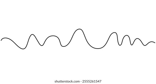 One line drawing of sound wave. Continuous linear sketch .Doodle vector illustration, red and blue waving lines , zigzag lines sound waves, One continuous line drawing of music player soundbar.