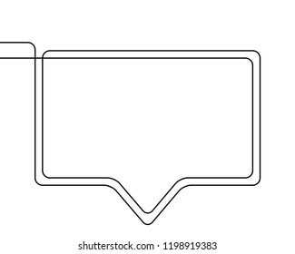 Eine Linie Zeichnung der Sprachblase, Schwarz-Weiß, minimalistische, lineare Form der Vektorgrafik, bestehend aus einer rechteckigen, abgerundeten Linie mit abgerundeten Ecken