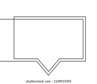 Dibujo de una línea de burbuja de habla, forma rectangular lineal rectangular de vector negro y blanco, de línea continua