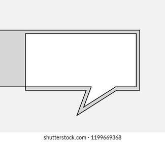 One line drawing of speech bubble, Black and white vector minimalistic linear rectangular shape made of continuous line on grayscale background