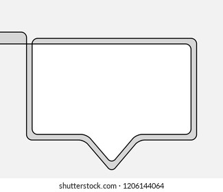 Dibujo de una línea de burbuja de habla, Forma lineal minimalista de vector negro y blanco, de línea continua rectangular con esquinas redondeadas sobre fondo de escala de grises
