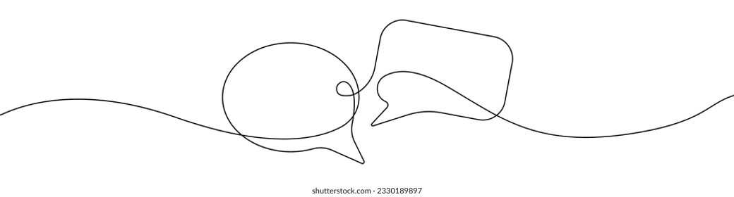 One line drawing Speech bubble vector. Communication chat messenger single line vector linear icon. Dialog cloud, chat bubble template outline line design.Vector illustration.