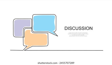 One line drawing Speech bubble vector. Communication chat messenger single line vector linear icon. Dialog cloud, chat bubble template outline line design.Vector illustration.