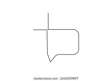 One line drawing of speech bubble, Black and white vector minimalistic linear shape made of continuous line art

