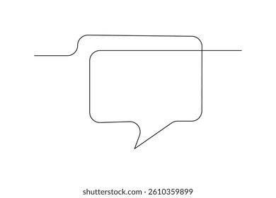 One line drawing of speech bubble, Black and white vector minimalistic linear shape made of continuous line art

