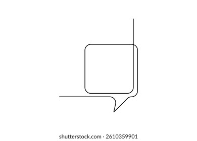 One line drawing of speech bubble, Black and white vector minimalistic linear shape made of continuous line art

