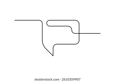 One line drawing of speech bubble, Black and white vector minimalistic linear shape made of continuous line art

