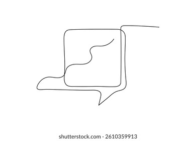 One line drawing of speech bubble, Black and white vector minimalistic linear shape made of continuous line art

