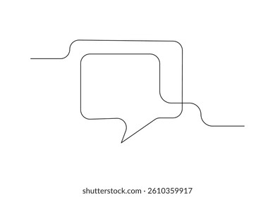 One line drawing of speech bubble, Black and white vector minimalistic linear shape made of continuous line art

