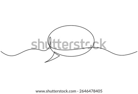 One line drawing Speech bubble vector. Communication chat messenger single line, Continuous one single line drawing of speech bubble icon. Talk text box, feedback message box and comment vector.