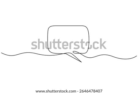 One line drawing Speech bubble vector. Communication chat messenger single line, Continuous one single line drawing of speech bubble icon. Talk text box, feedback message box and comment vector.