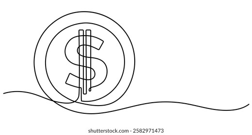 one line drawing stack of coin money currency vector illustration template design, Hand holding coin continuous one line drawing art with dollar symbol, coin continuous one line drawing, coin stags.
