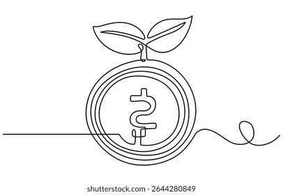 one line drawing stack of coin money currency vector illustration template design, Hand holding coin continuous one line drawing art with dollar symbol, coin continuous one line drawing, coin stags.