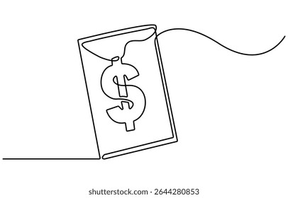 one line drawing stack of coin money currency vector illustration template design, Hand holding coin continuous one line drawing art with dollar symbol, coin continuous one line drawing, coin stags.