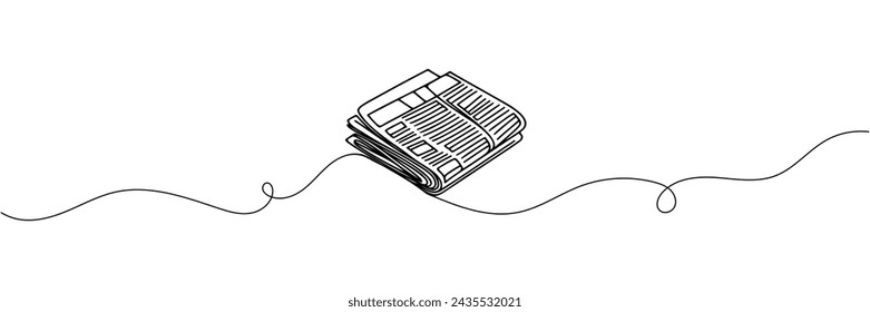 One line drawing of a stack of news newspapers. Vector illustration