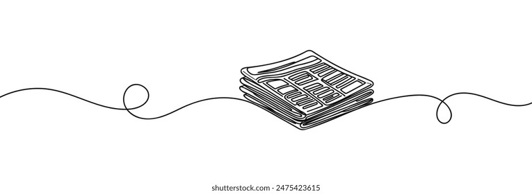 One line drawing of a stack of news newspapers. Vector illustration