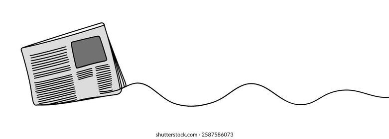 One line drawing of a stack of news newspapers. Vector illustration