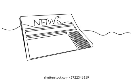 One line drawing of a stack of news newspapers. Continuous one line drawing Stack of news newspapers. Single line drawing illustration of News newspapers. Breaking news concept vector. Editable stroke