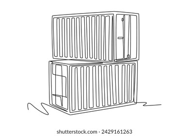 One line drawing of stack of shipping package boxes. Courier cargo delivering vehicle transportation concept. Single continuous line draw design