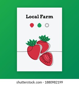 One line drawing of strawberries for organic fruit farm icon. Fresh berries fruitage concept, orchard logo identity. Vector illustration