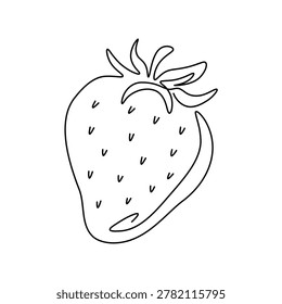 One line drawing strawberry. Abstract outline fresh berry for fruit icon, sweet berries fruitage concept, organic farm market concept. Modern vector illustration.
