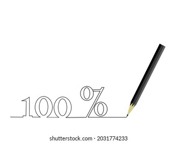 One line drawing style 100% with a pen . Concept about writing,simple, sail,anniversary,price for your business. Vector illustration.