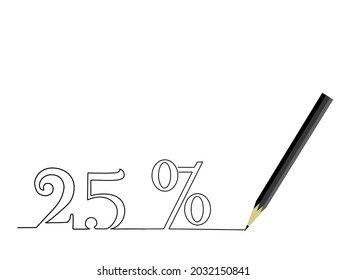 One line drawing style 100% with a pen . Concept about writing,simple, sail,anniversary,price for your business. Vector illustration.