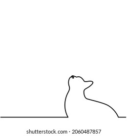 One line drawing style of a cat lying on the floor. There’s a copy space for your text. isolated image