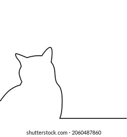 One line drawing style of a cat lying on the floor. There’s a copy space for your text. isolated image